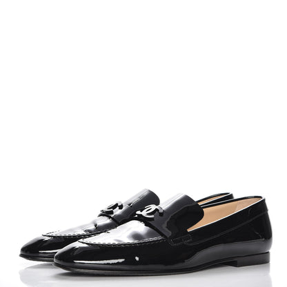 Chanel Patent Calfskin CC Loafers 39.5 Black 3 of 9