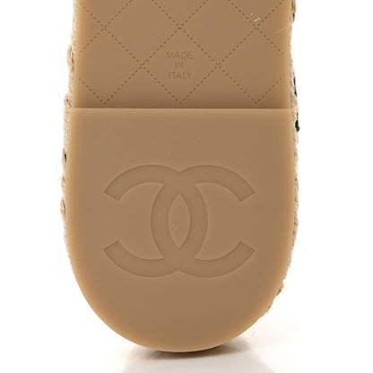 Chanel Braided Knit Cap Toe CC Ankle Strap Espadrilles 39 White Black 8 of 9