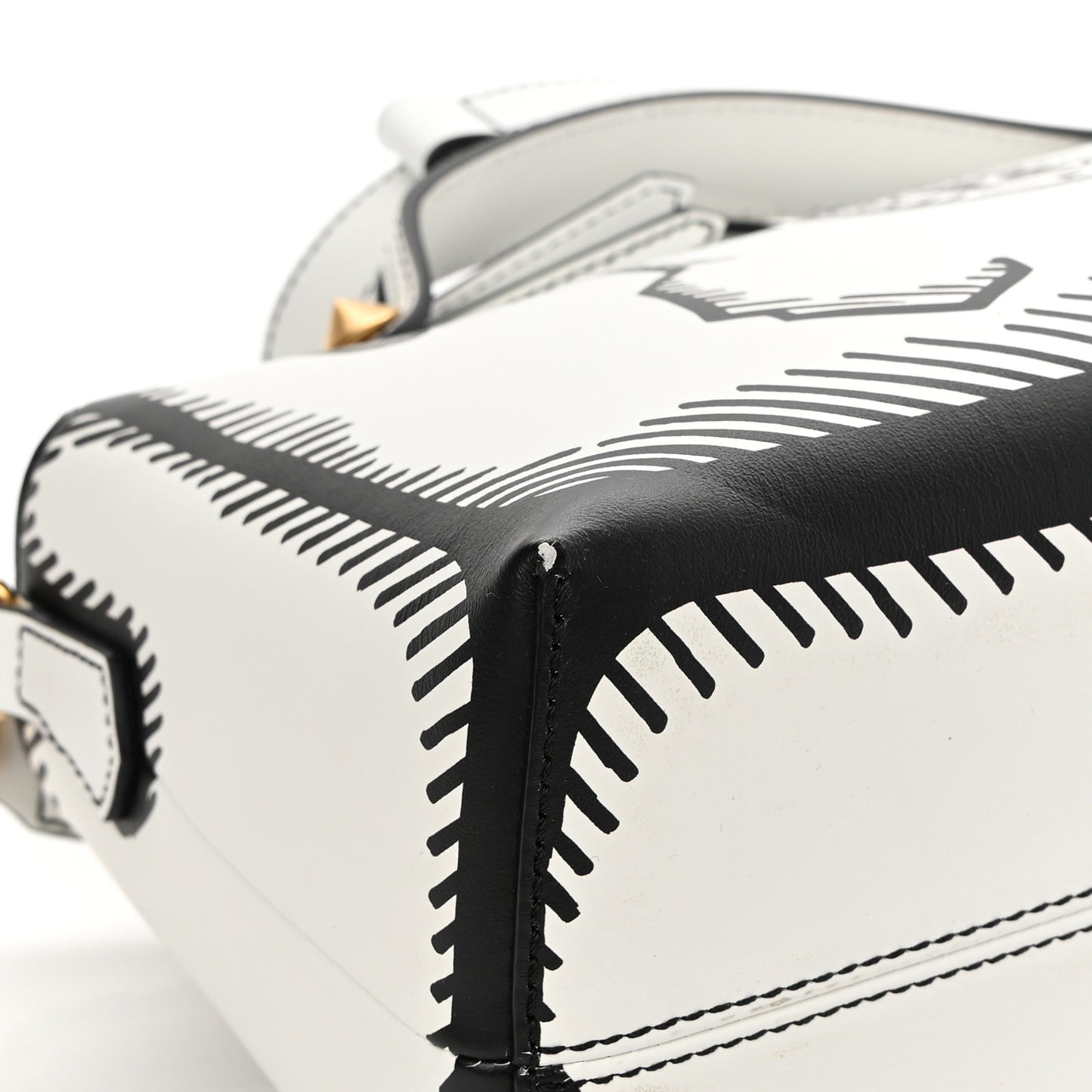 X JOSHUA VIDES Vitello Century Logo Medium By The Way Boston Bag White Black