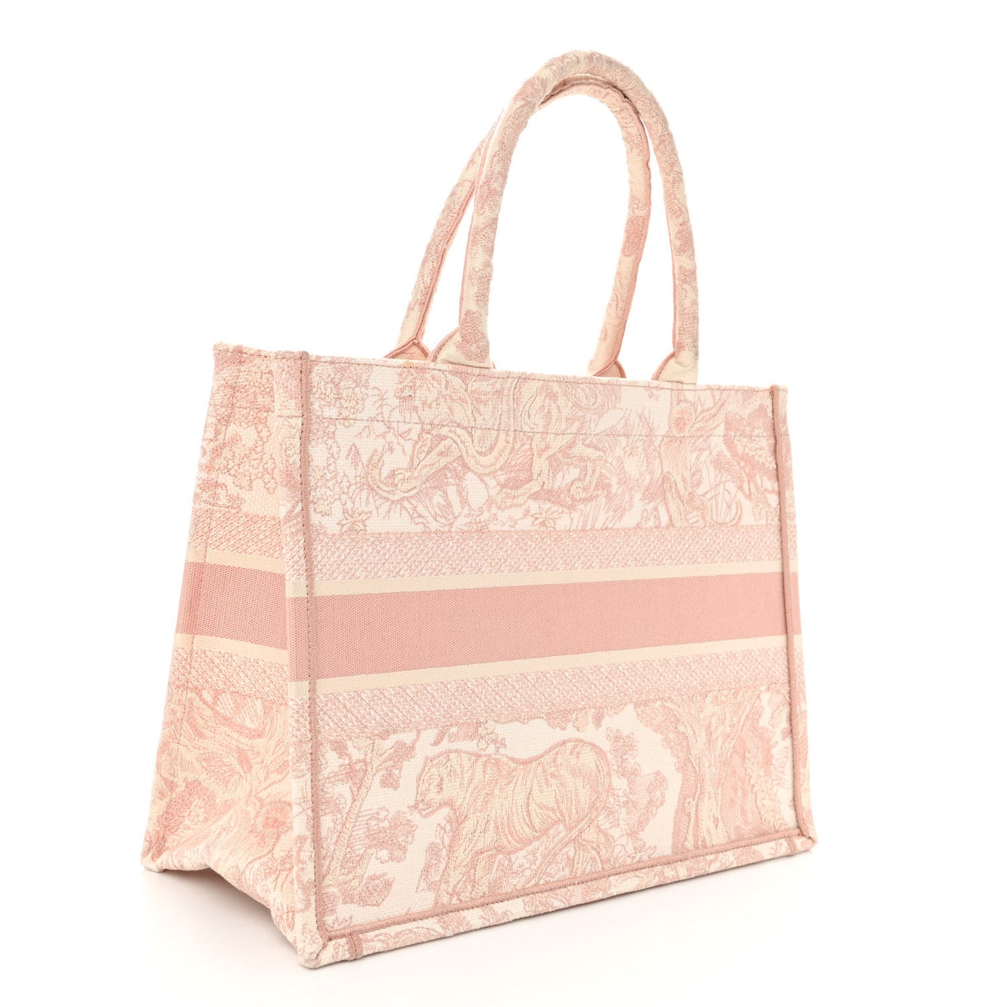 Canvas Embroidered Medium Dioriviera Toile De Jouy Book Tote Rose