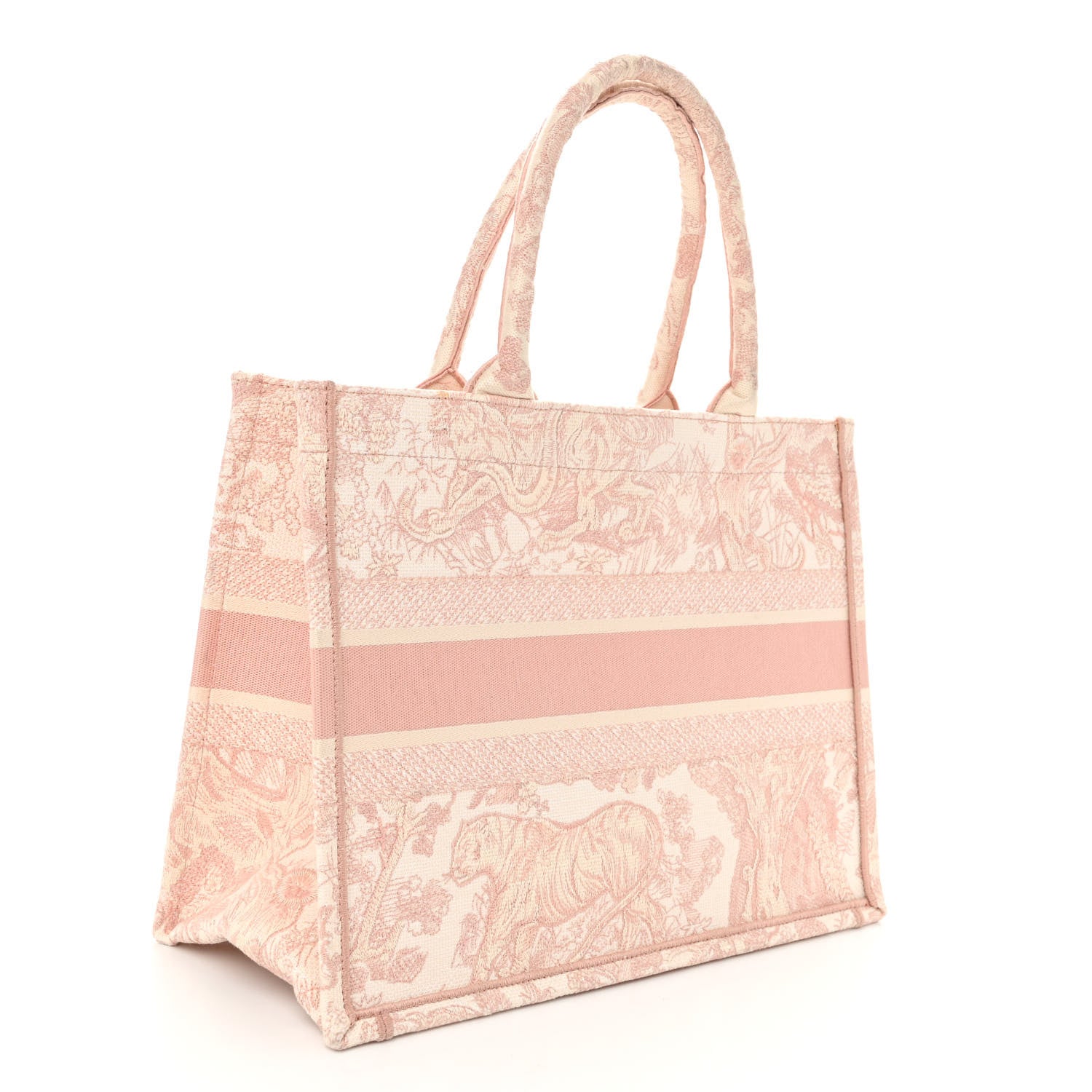 Christian Dior Canvas Embroidered Medium Dioriviera Toile De Jouy Book Tote Rose 3 of 13