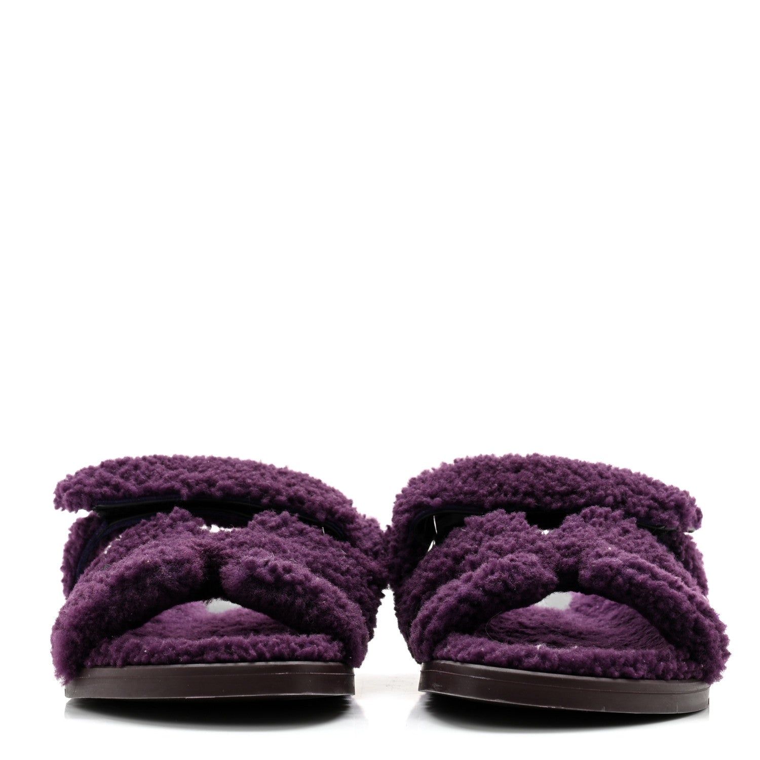 Hermes Woolskin Womens Chypre Sandals 37 Violet Fonce 2 of 10