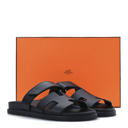 Hermes Calfskin Womens Chypre Sandals 37 Black 11 of 11