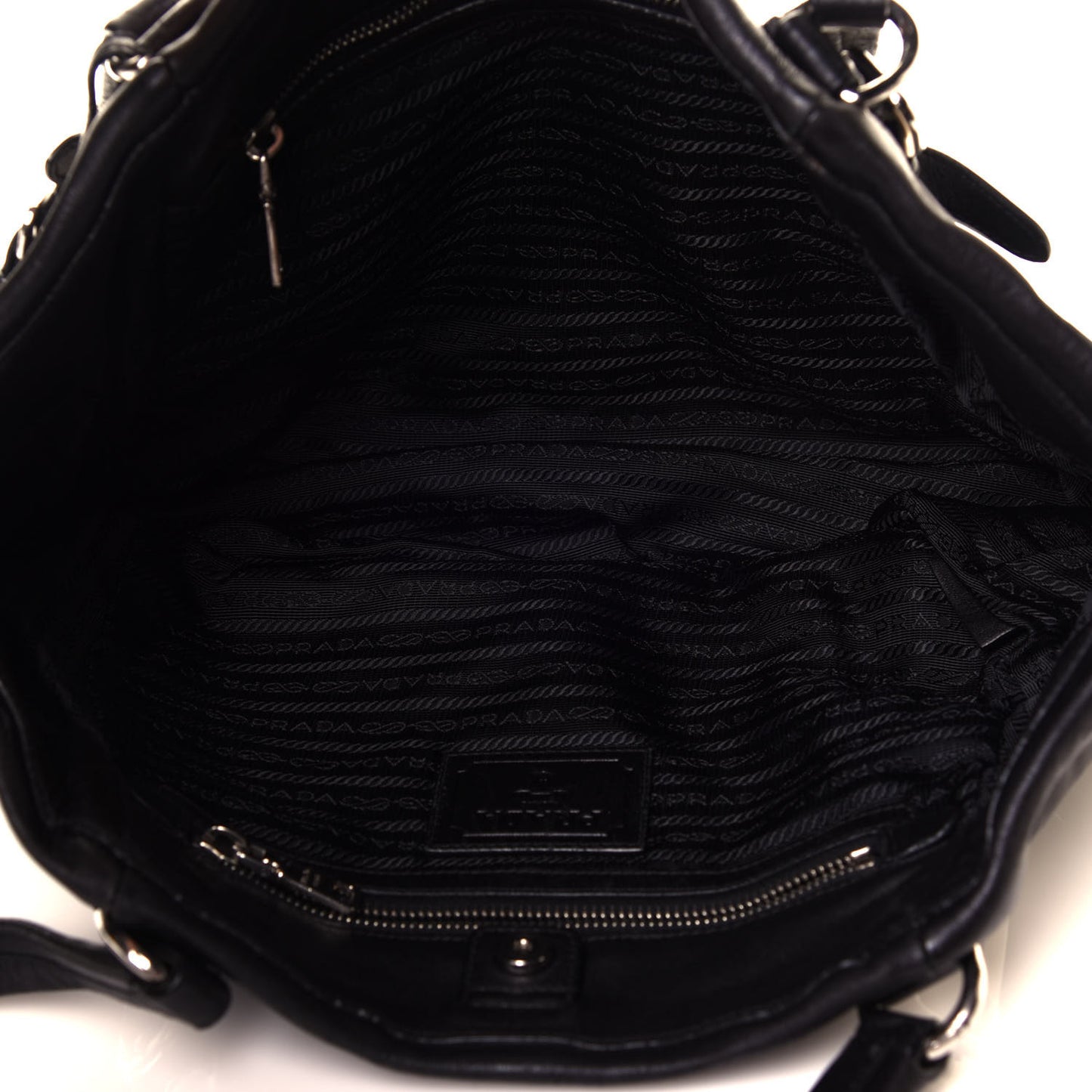 Tessuto Nylon Zip Around Shoulder Bag Black