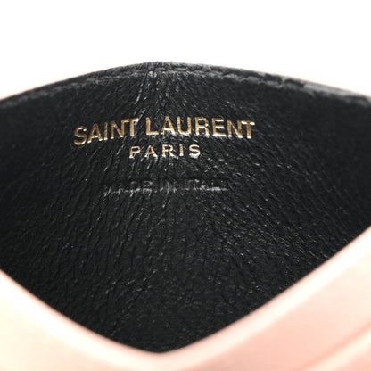 Saint Laurent Grain De Poudre Matelasse Chevron Monogram Credit Card Case Pale Pink 6 of 9