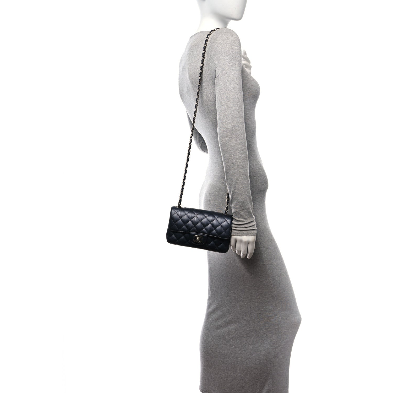 Chanel Iridescent Calfskin Quilted Mini Rectangular Flap Charcoal 2 of 10