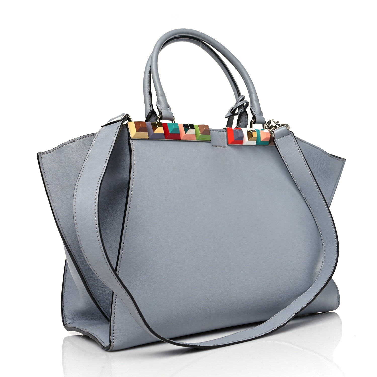 Fendi VItello Dolce Studded Petite 3Jours Tote Ghiaccio Multicolor 2 of 11