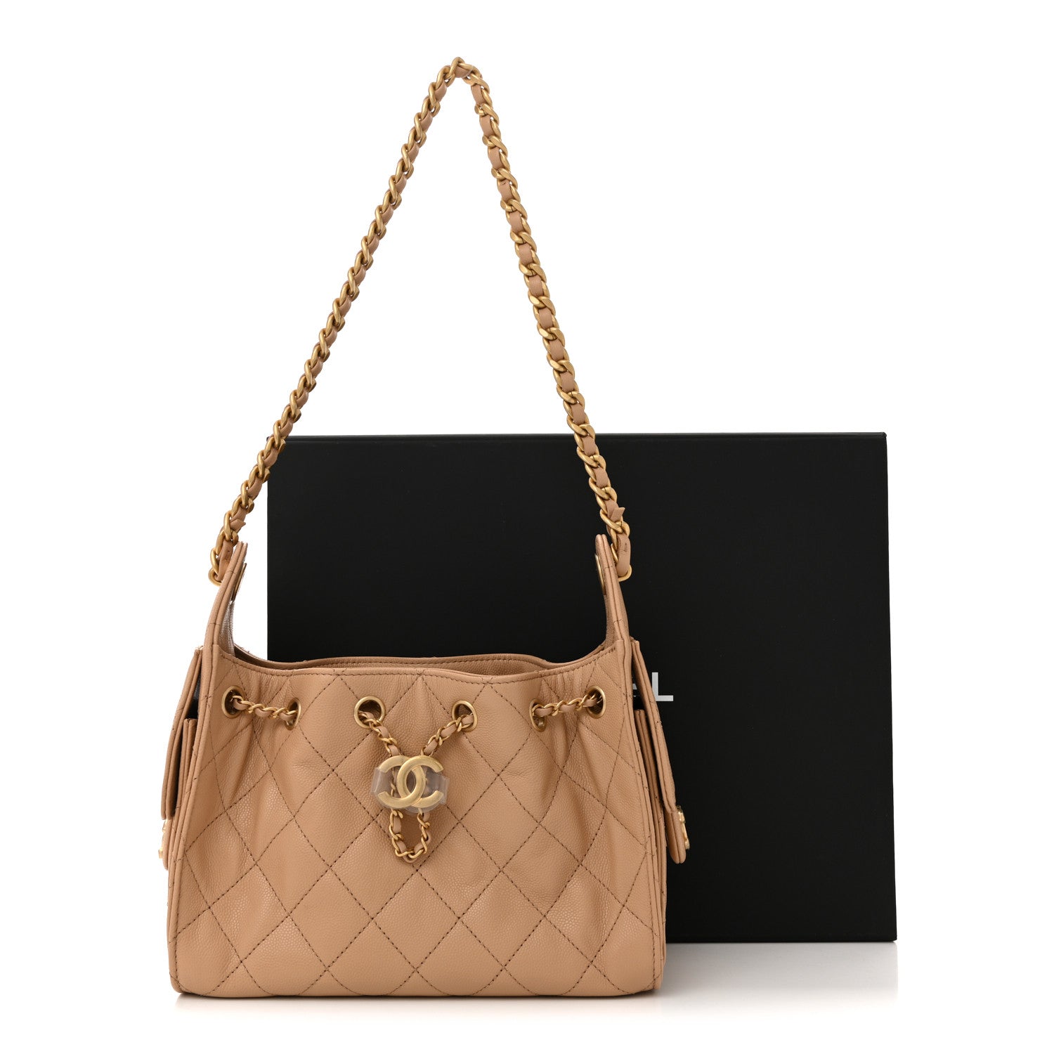 Chanel Caviar Quilted Mini Chanel 25 Handbag Beige 11 of 11