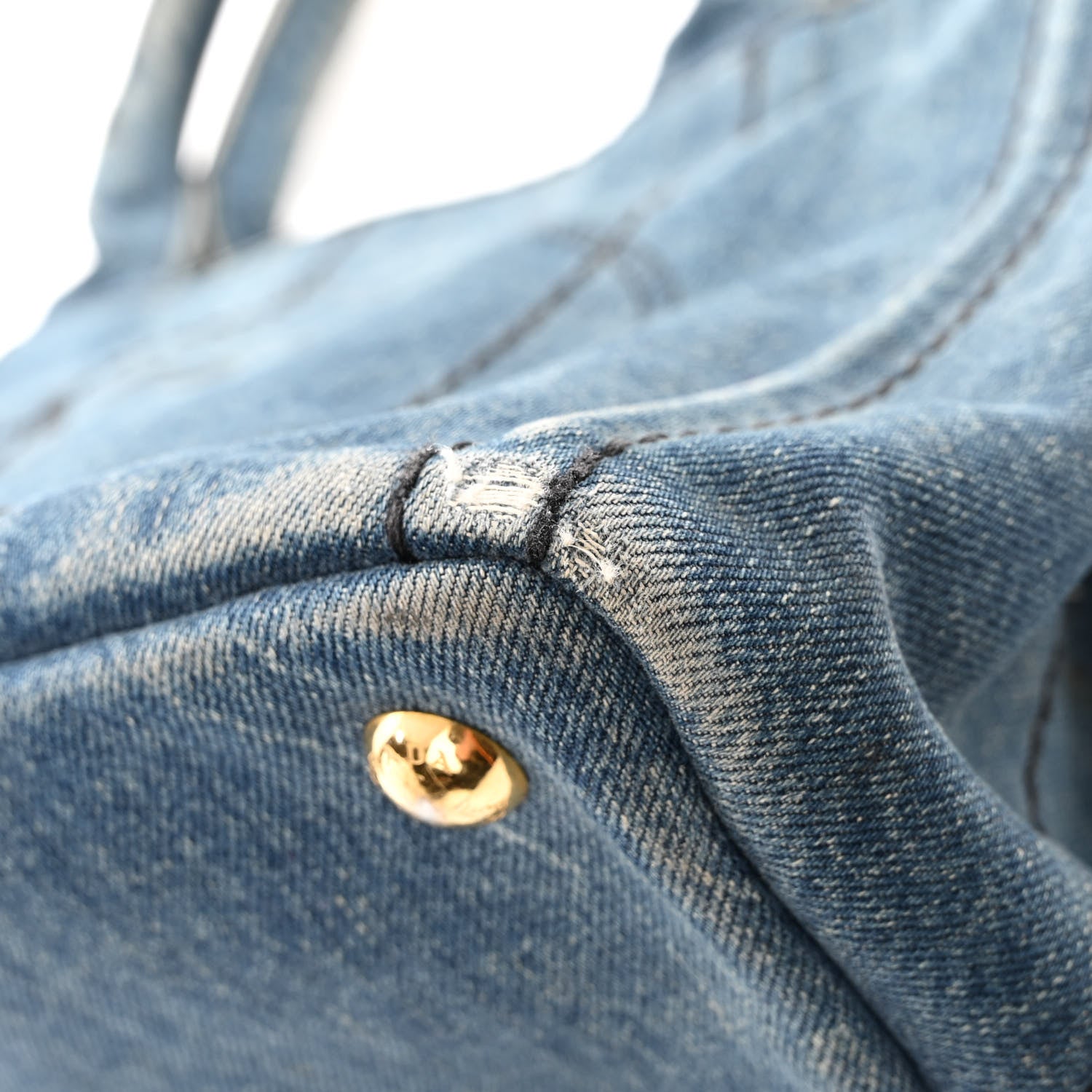 Prada Denim Small Logo Tote Bleu 12 of 14