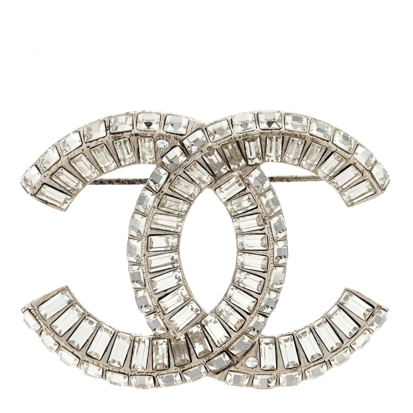 Baguette Crystal CC Brooch Silver