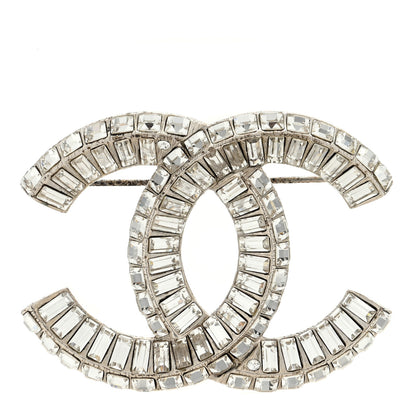 Chanel Baguette Crystal CC Brooch Silver 1 of 3