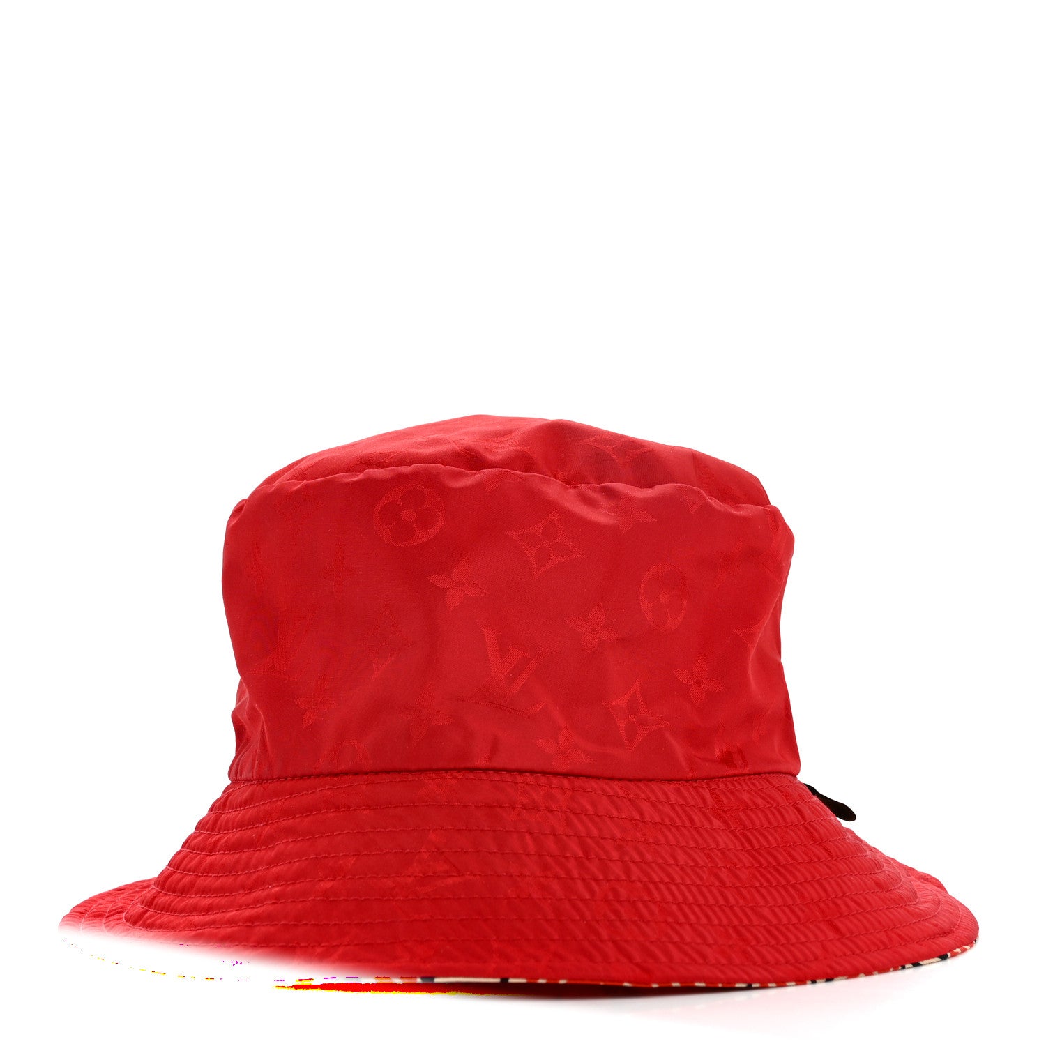 Louis Vuitton Nylon Canvas Monogram Giant Crafty Reversible Bucket Hat M Creme Rouge 7 of 14