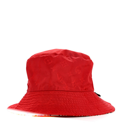 Louis Vuitton Nylon Canvas Monogram Giant Crafty Reversible Bucket Hat M Creme Rouge 7 of 14