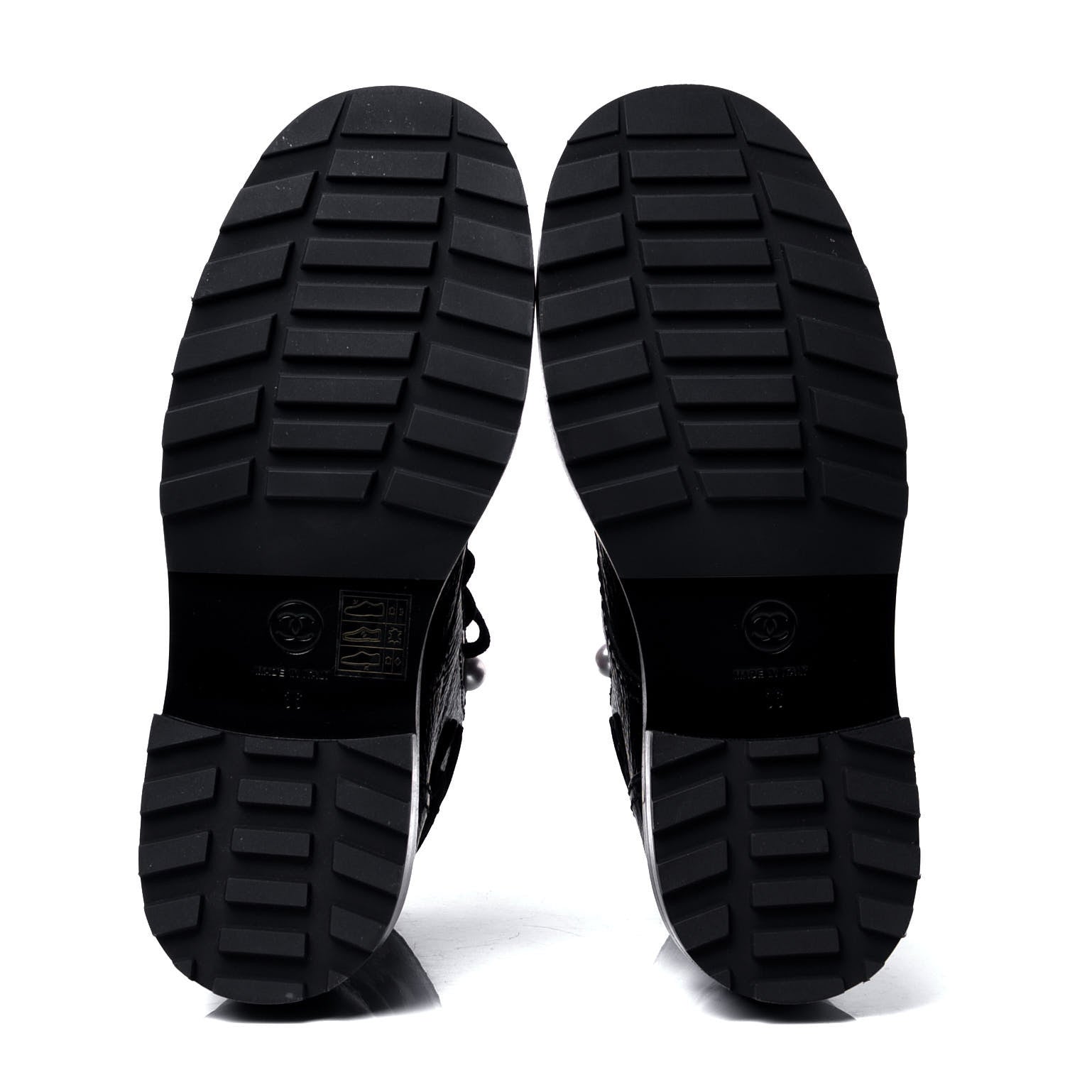 Chanel Calfskin Velvet Pearl Combat Short Boots 36 Black 5 of 6