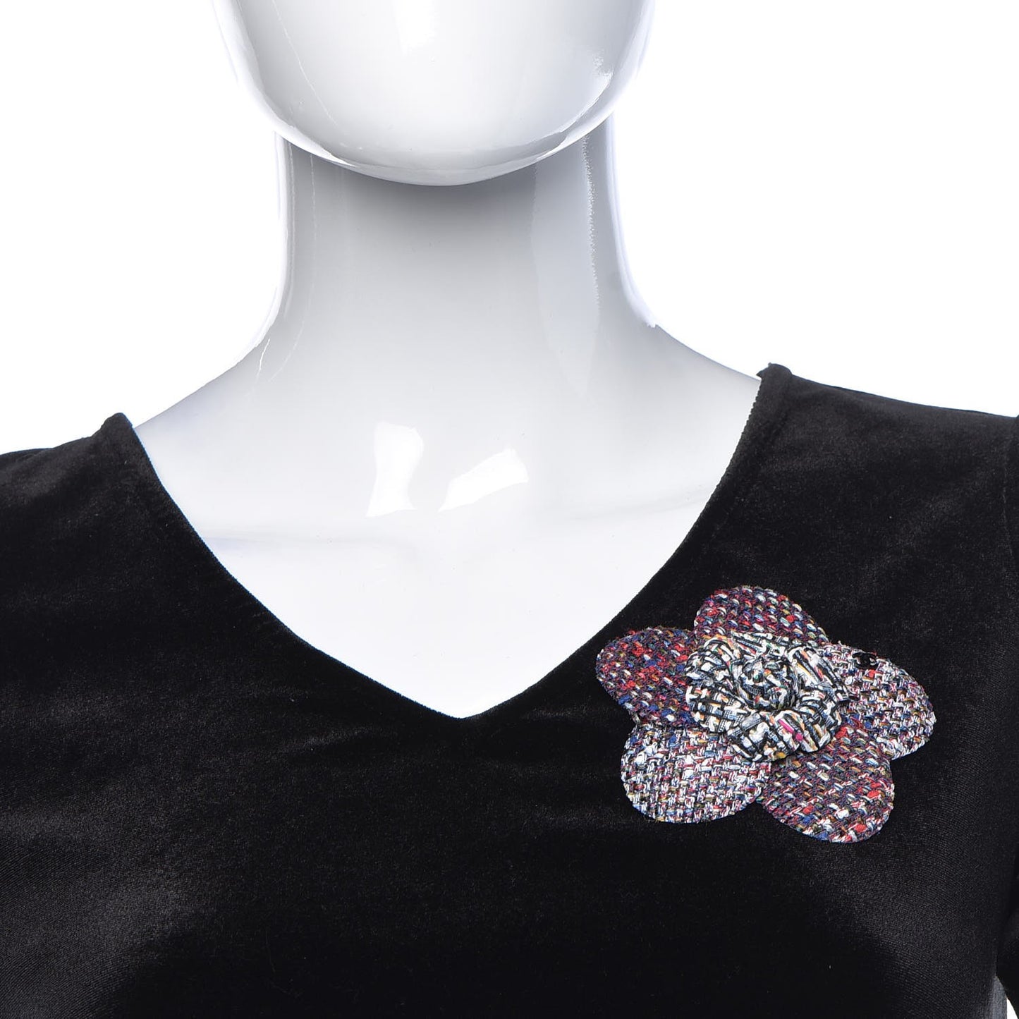 Tweed Camellia Brooch Multicolor