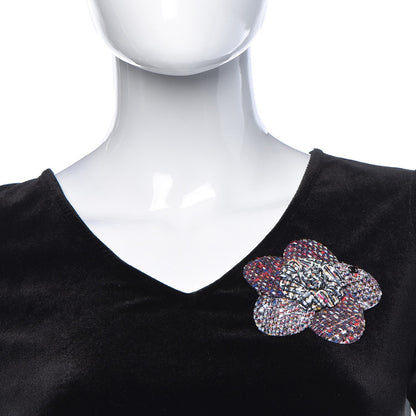 Chanel Tweed Camellia Brooch Multicolor 2 of 5