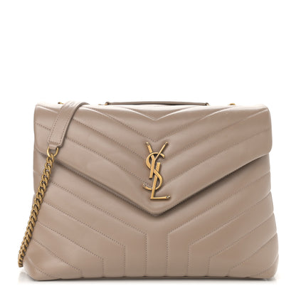 Saint Laurent Calfskin Y Quilted Monogram Medium Loulou Chain Satchel Dark Beige 1 of 11