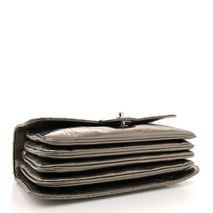 Chanel Metallic Crackled Calfskin Quilted Jumbo Clams Pocket Flap Dark Silver 4 of 11