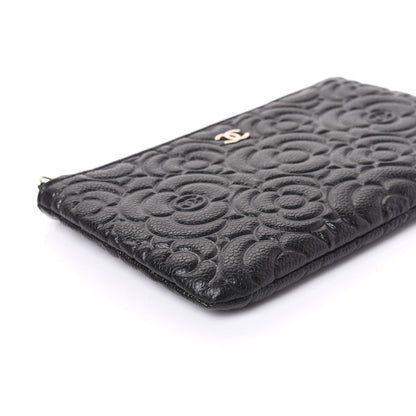 Chanel Caviar Camellia Embossed Cosmetic Pouch Black 5 of 10