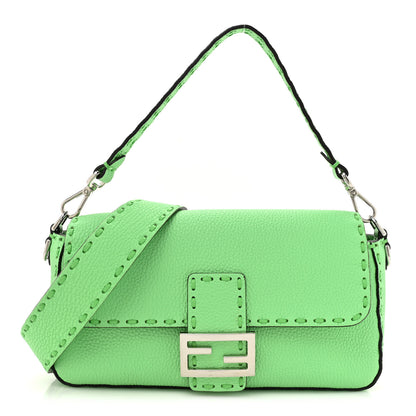 Fendi Cuoio Roma Sellerissima Nappa Sintetica Tape Stitch Baguette Edamame 1 of 13