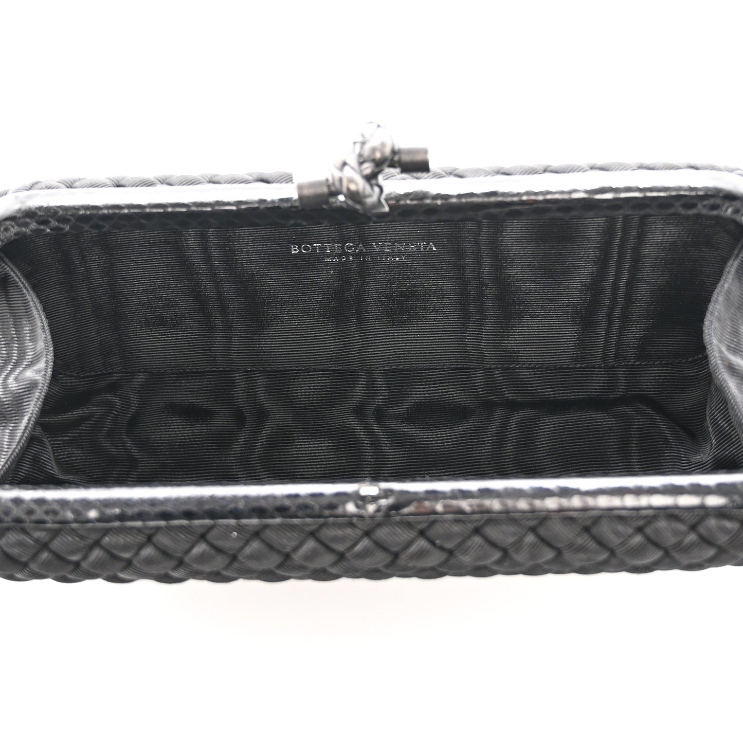 Satin Ayers Intreccio Impero Stretch Knot Clutch Black
