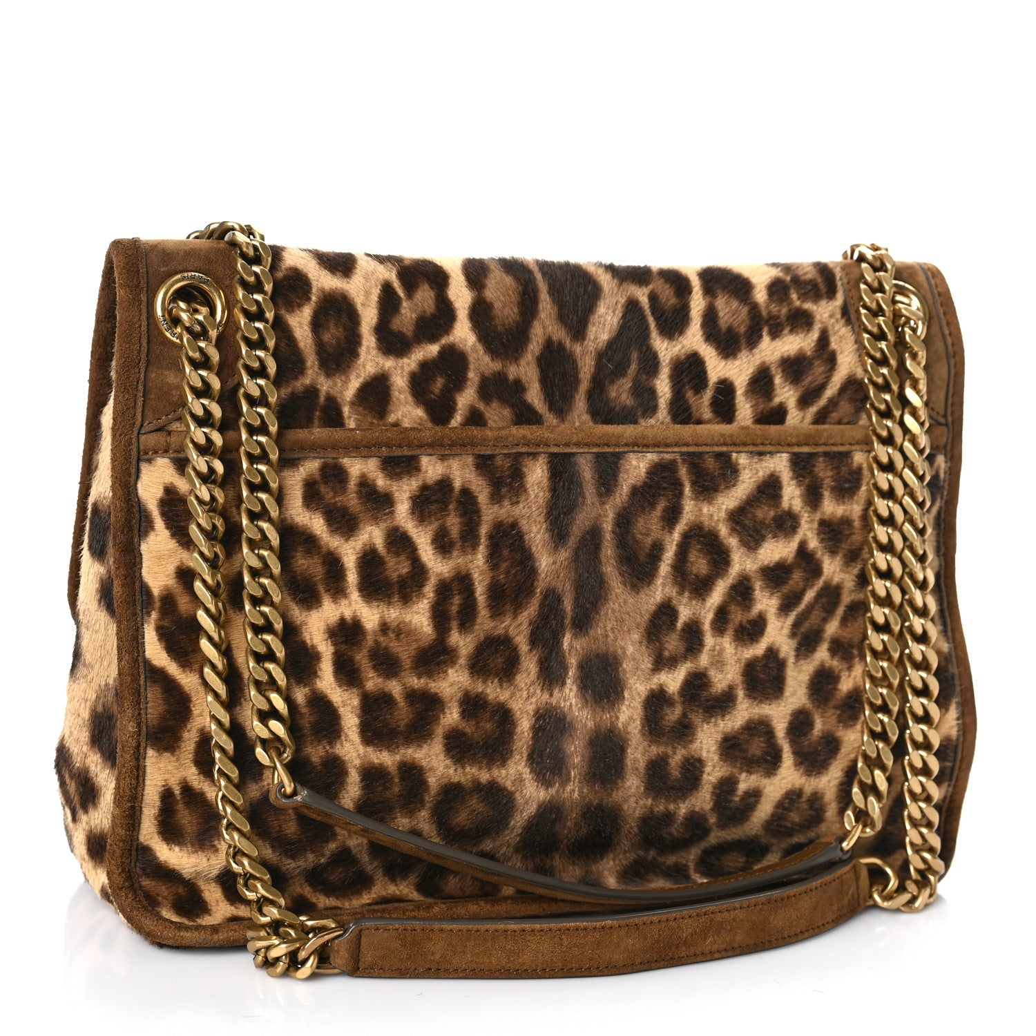 Saint Laurent Smooth Calfskin Canvas Leopard Print Medium Niki Chain Satchel Light Natural 3 of 10