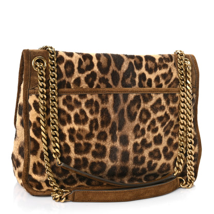 Saint Laurent Smooth Calfskin Canvas Leopard Print Medium Niki Chain Satchel Light Natural 3 of 10