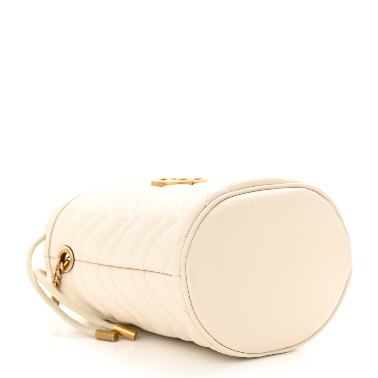 Calfskin Matelasse Mini GG Marmont 2.0 Bucket Bag White