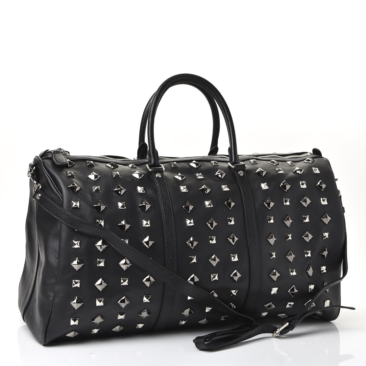 MCM Monogram Coated Canvas Spiked Weekender Black 2 of 8