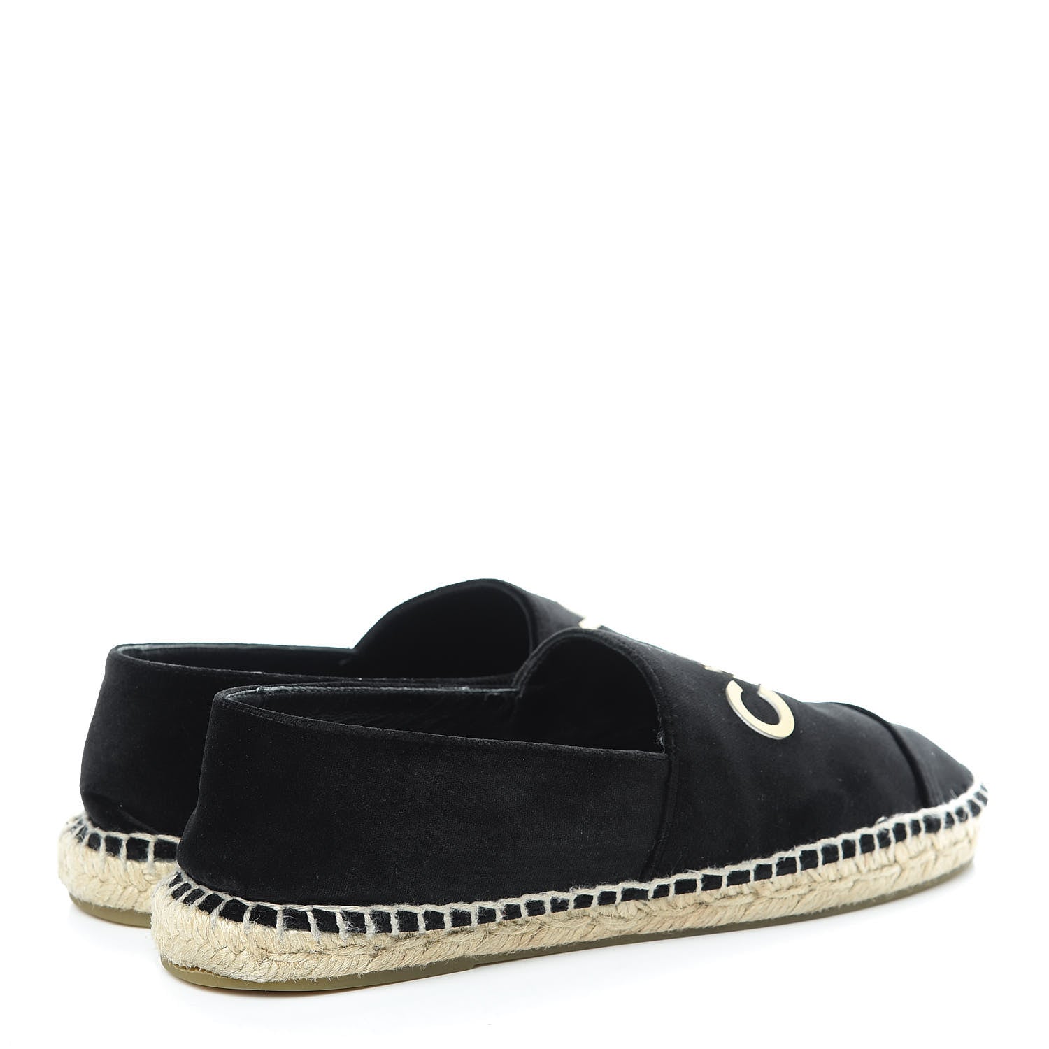 Chanel Velvet Logo Espadrilles 38 Black 4 of 12