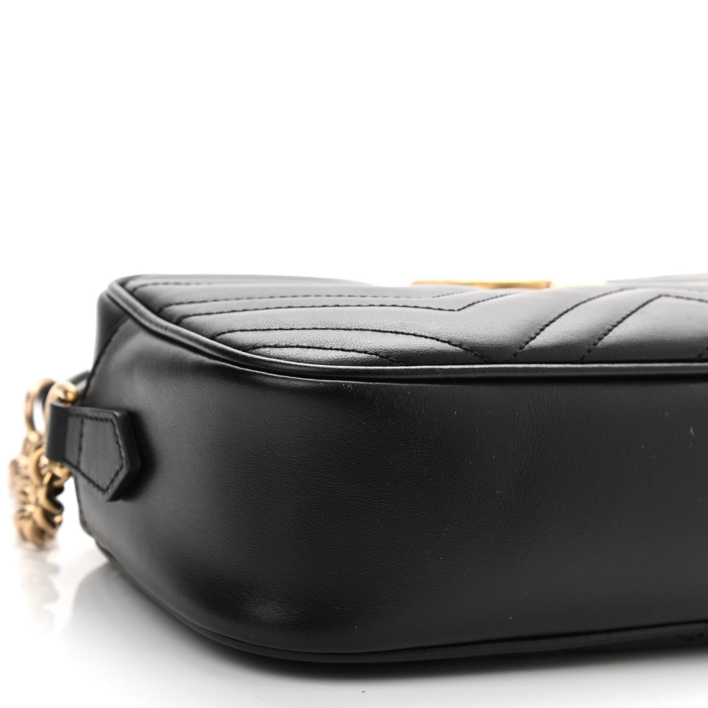 Calfskin Matelasse Small GG Marmont Chain Shoulder Bag Black