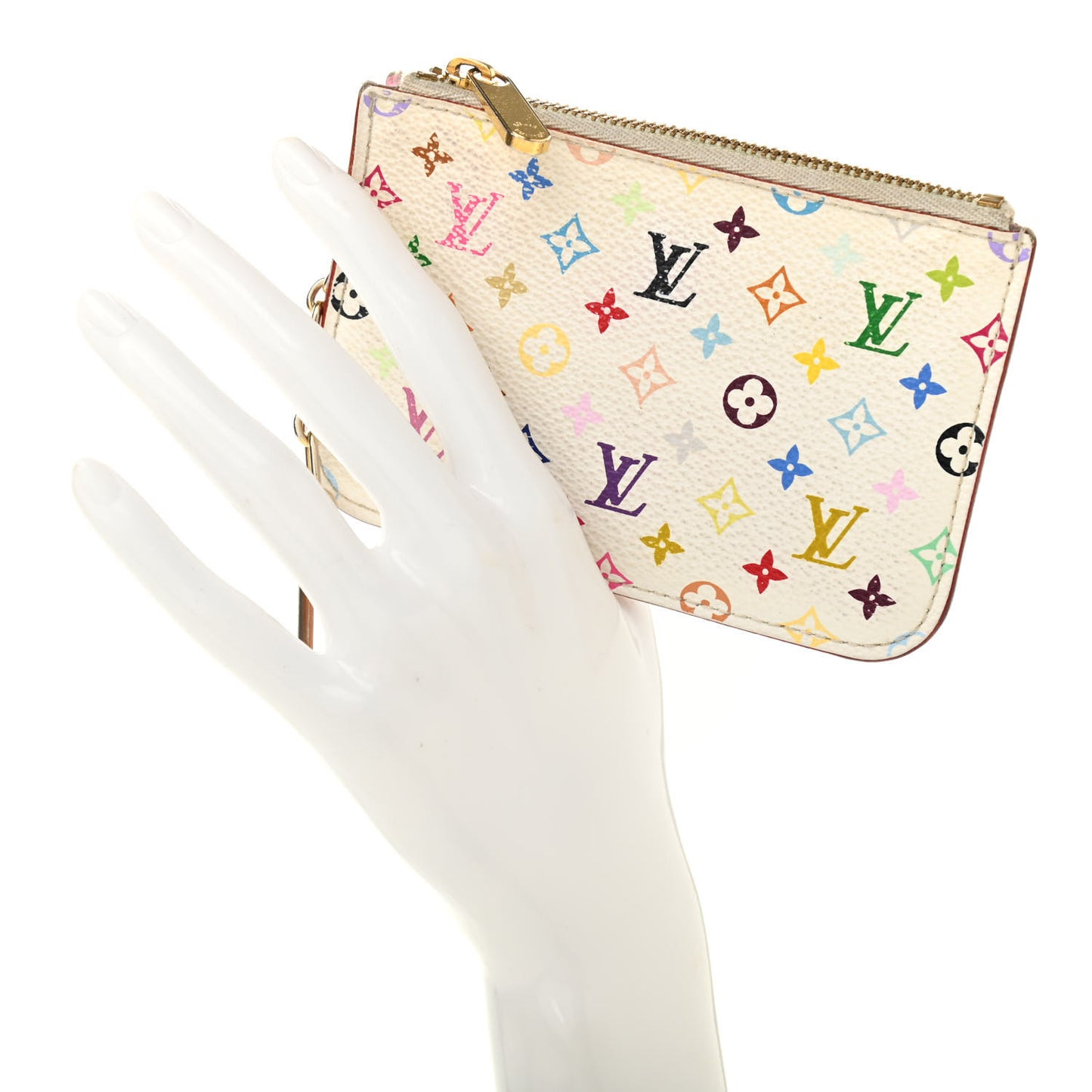 Monogram Multicolor Key Pouch White Litchi