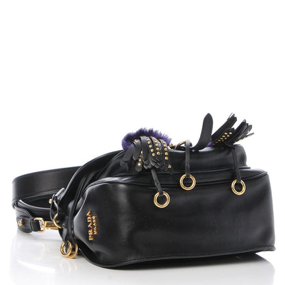 Prada City Calf Fringe Corsaire Bag Nero Black 5 of 8