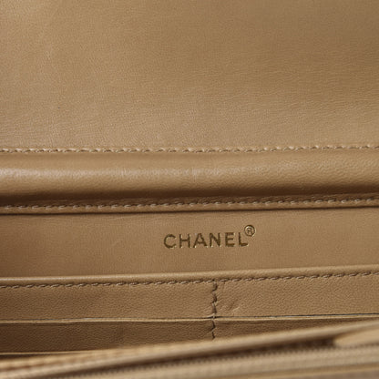Chanel Calfskin Stitched Square Quilted Wallet On Chain WOC Beige 13 of 16