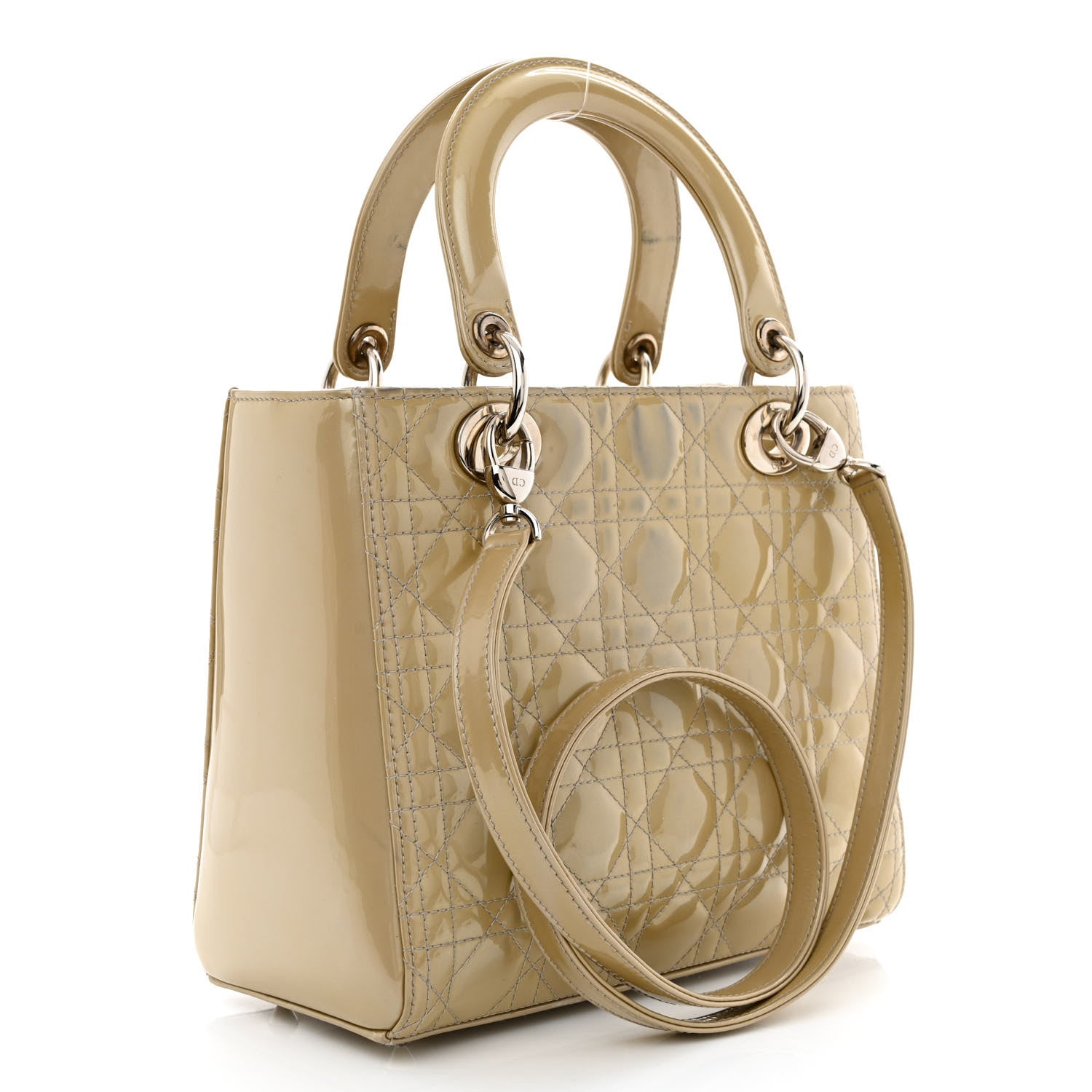 Christian Dior Patent Cannage Medium Lady Dior Beige 3 of 13