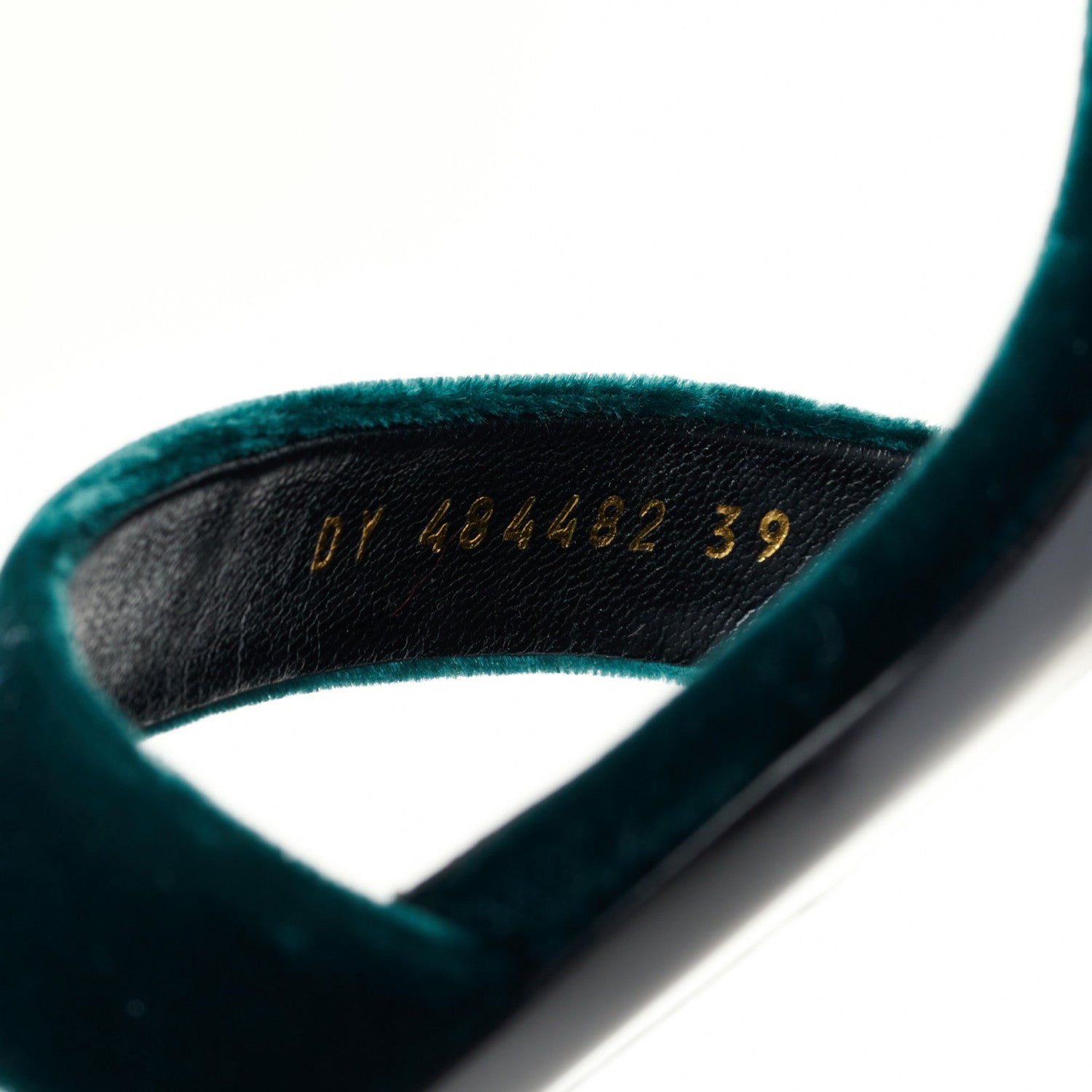 Saint Laurent Velvet Amber 105 Ankle Strap Sandals 39 Malachite 7 of 8