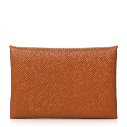 Hermes Epsom Calvi Card Case Caramel 1 of 8