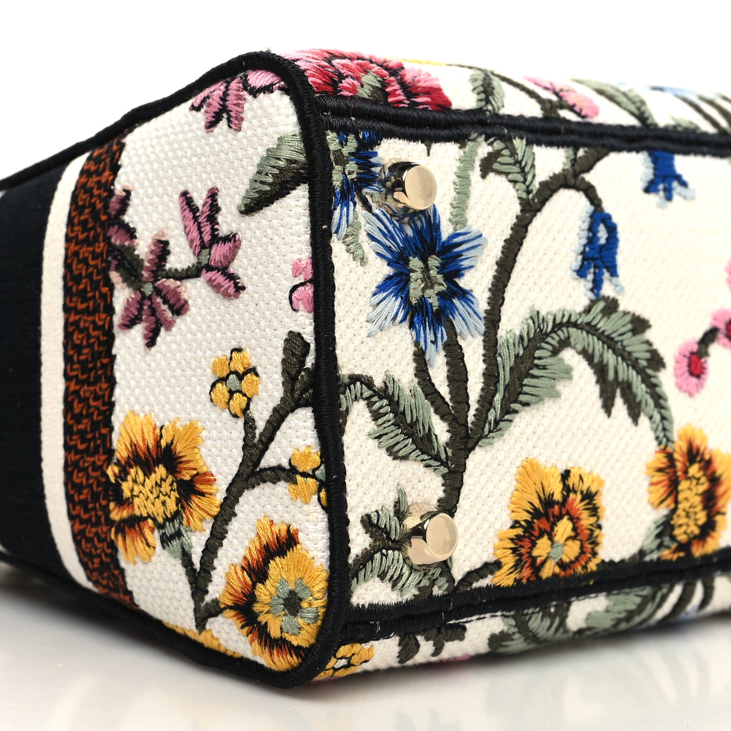 Canvas Petites Fleurs Embroidered Medium Lady D-Lite White Multicolor
