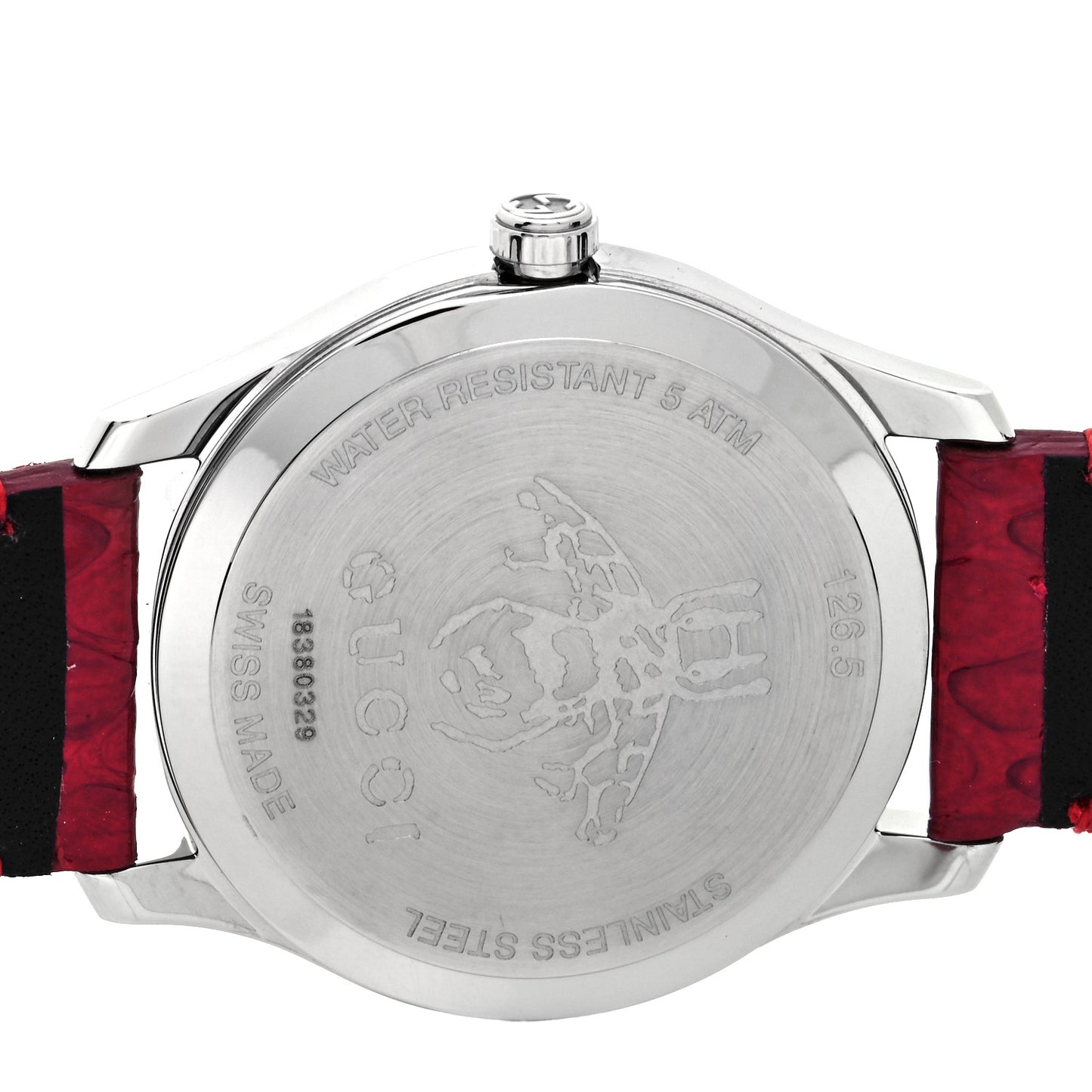Stainless Steel Lizard Red Mother of Pearl 29mm G-Timeless Charm Quartz Watch