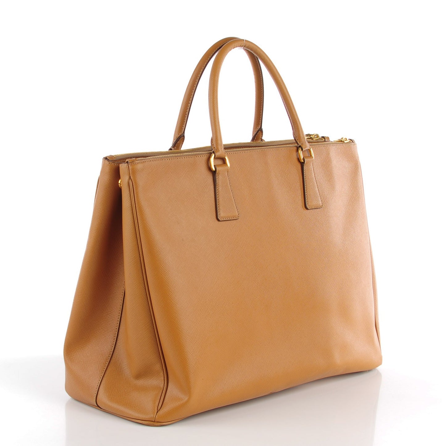 Saffiano Lux Extra Large Galleria Double Zip Tote Caramel