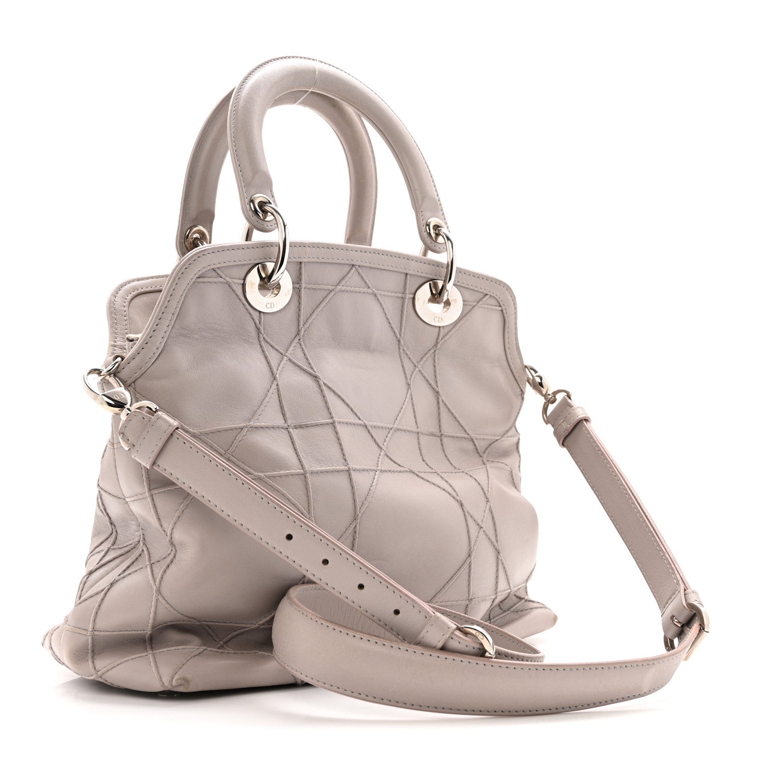 Christian Dior Lambskin Cannage Medium Granville Tote Grey 3 of 17