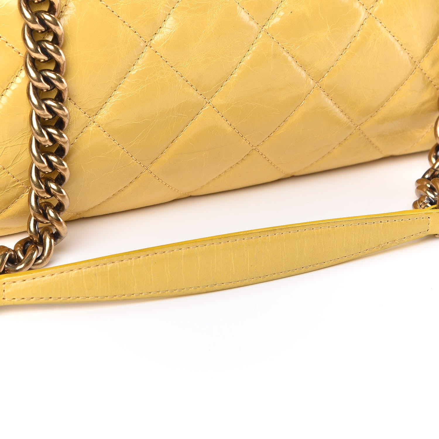 Chanel Glazed Calfskin Quilted Mademoiselle Bowling Tote Yellow 19 of 22