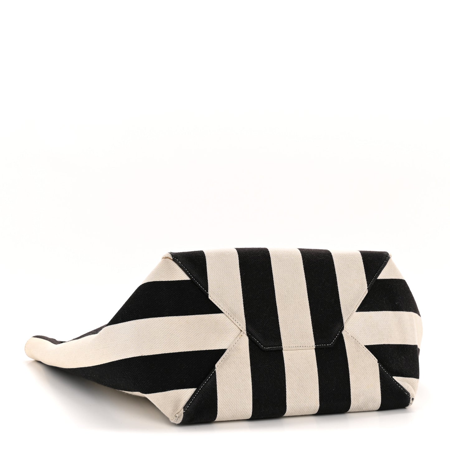 Canvas Striped Medium Belt Cabas Phantom Black White