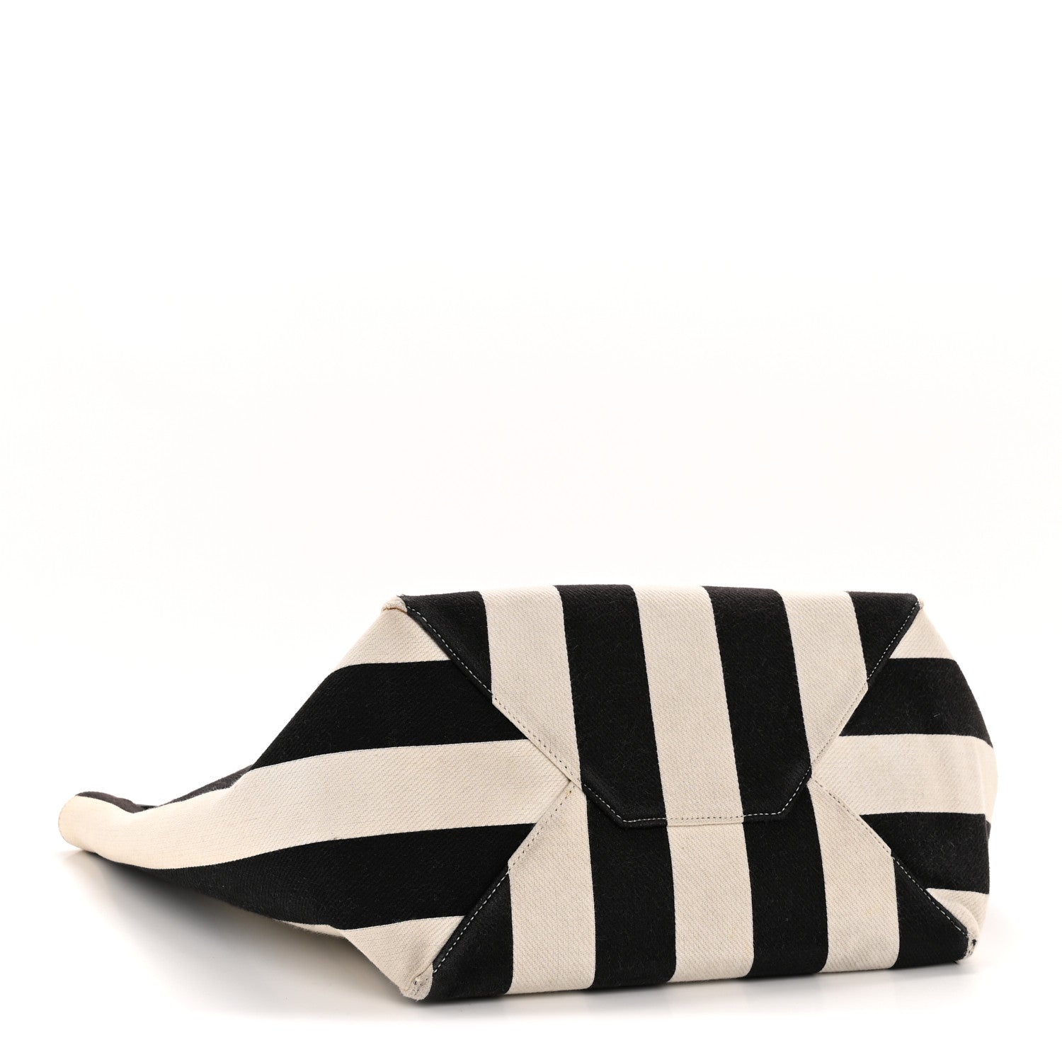 Celine Canvas Striped Medium Belt Cabas Phantom Black White 4 of 13