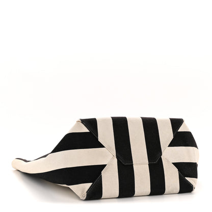 Celine Canvas Striped Medium Belt Cabas Phantom Black White 4 of 13