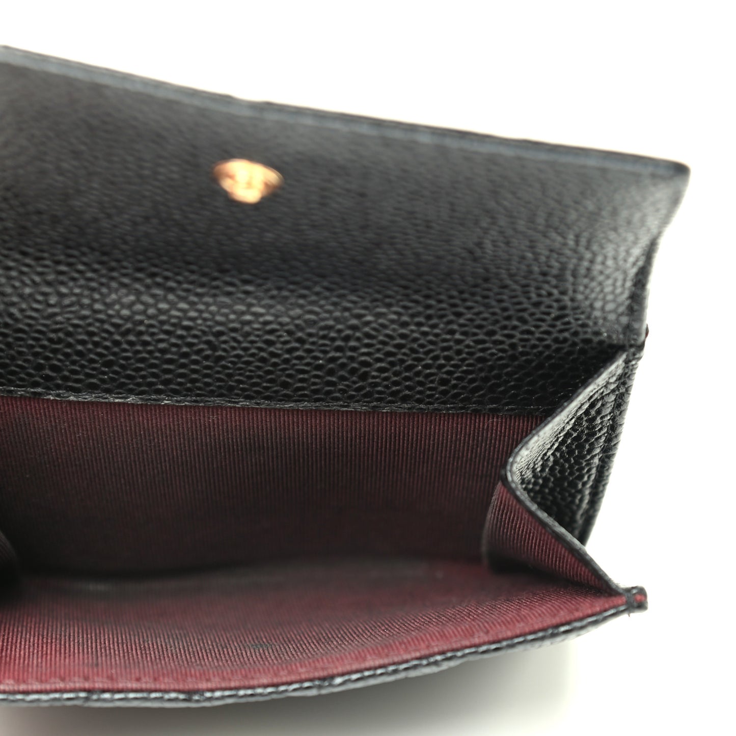 Caviar Quilted Compact French Flap Wallet Black