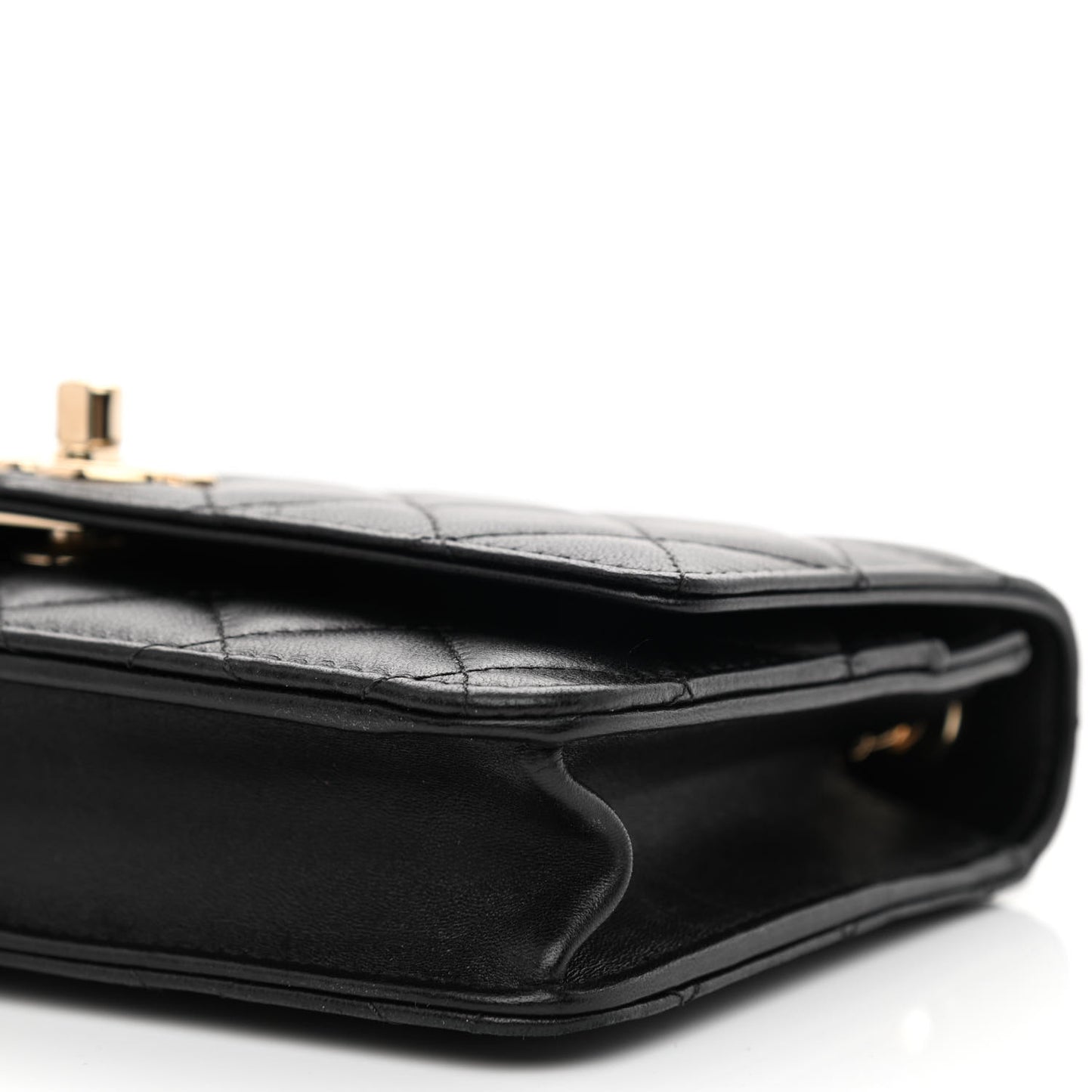 Lambskin Quilted Trendy CC Wallet On Chain WOC Black