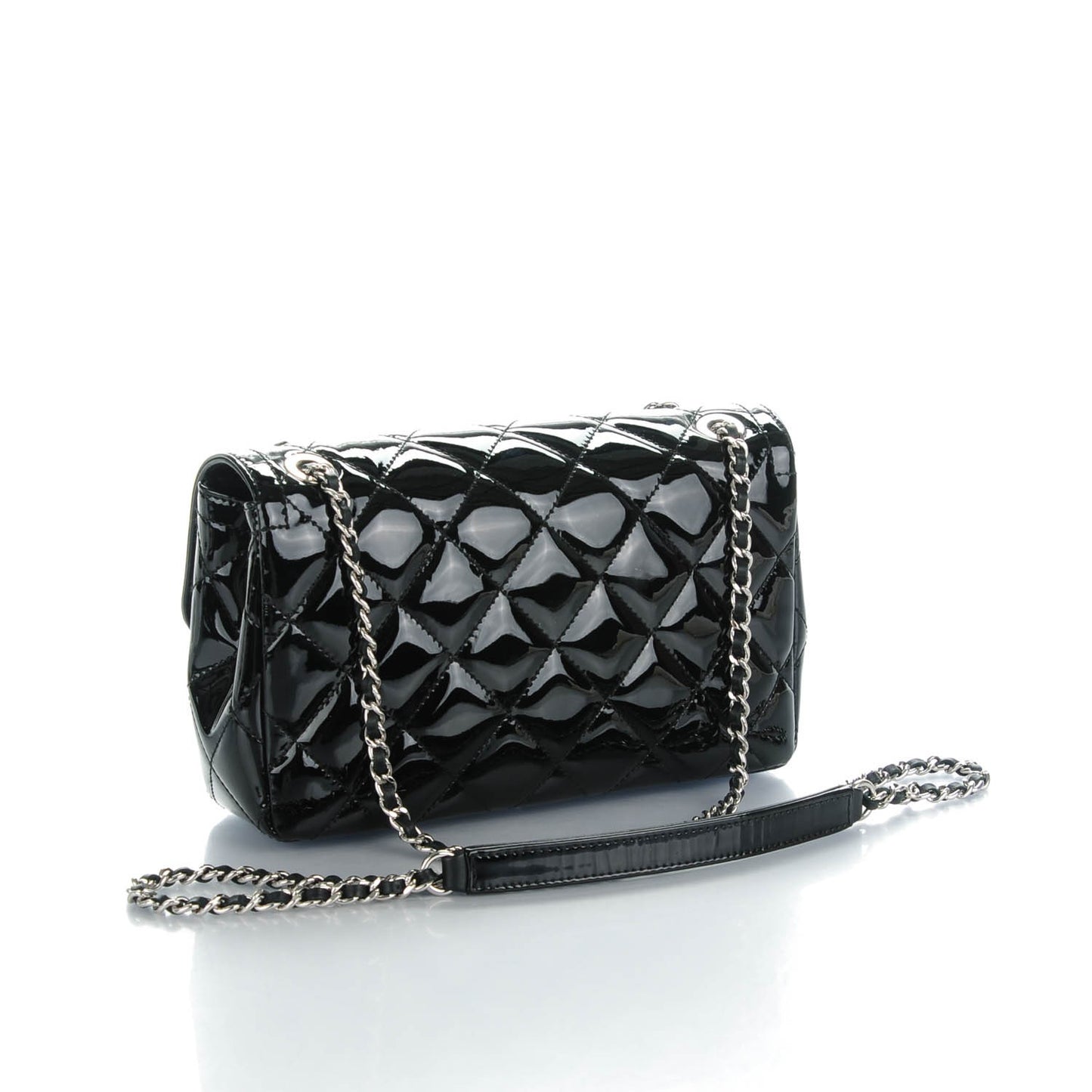 Patent Quilted Small Coco Shine Flap Black