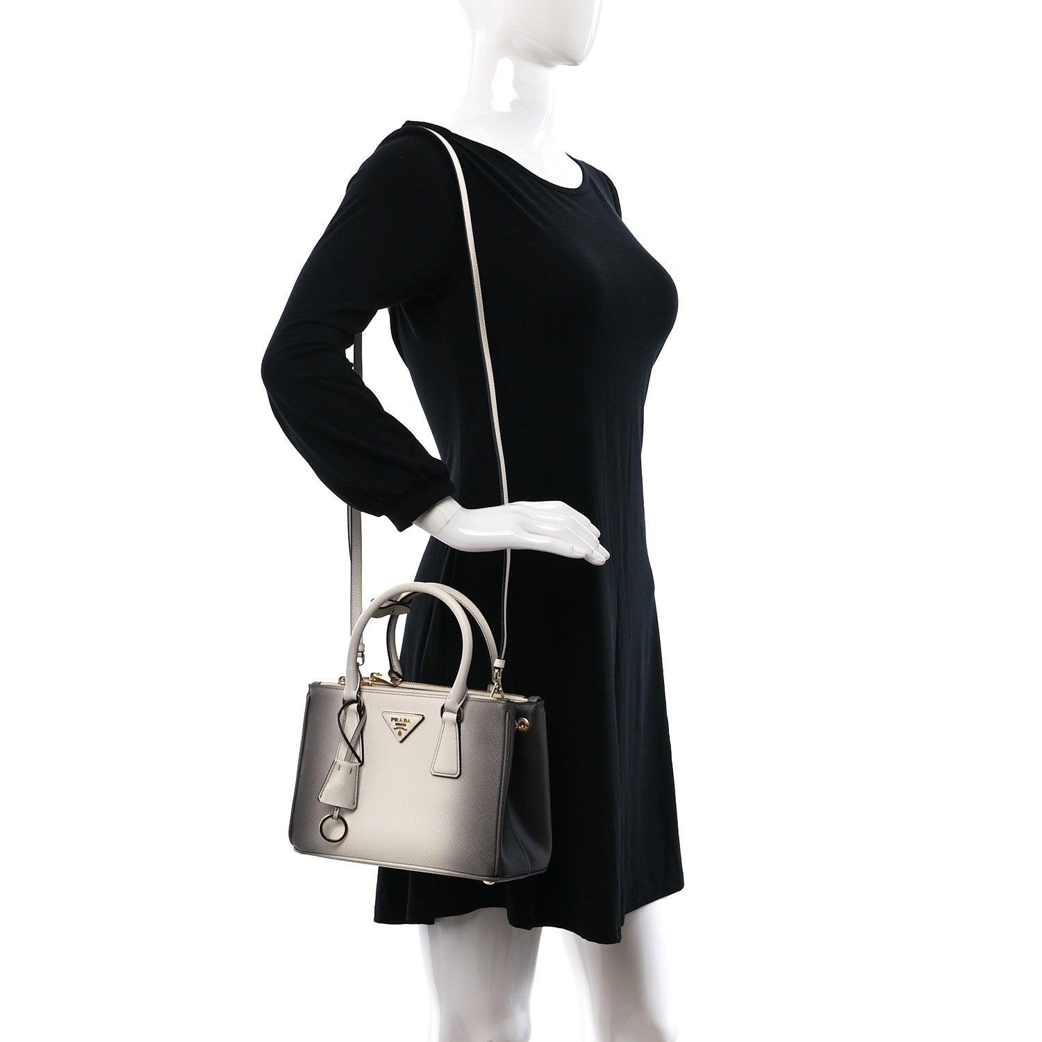 Prada Saffiano Lux Ombre Small Galleria Double Zip Tote Gradient White 2 of 8