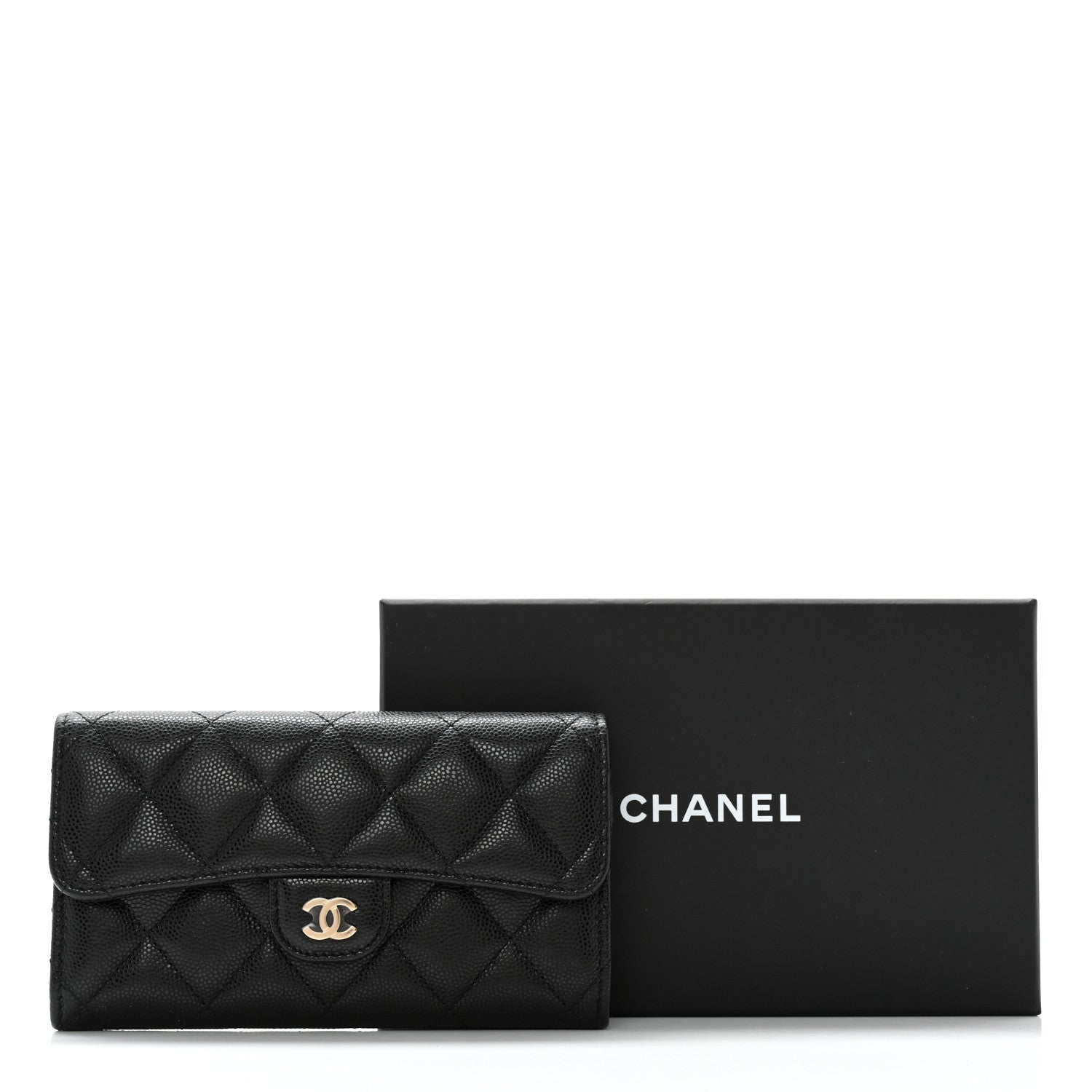 Chanel Caviar Quilted Medium Gusset Flap Wallet Black 9 of 9